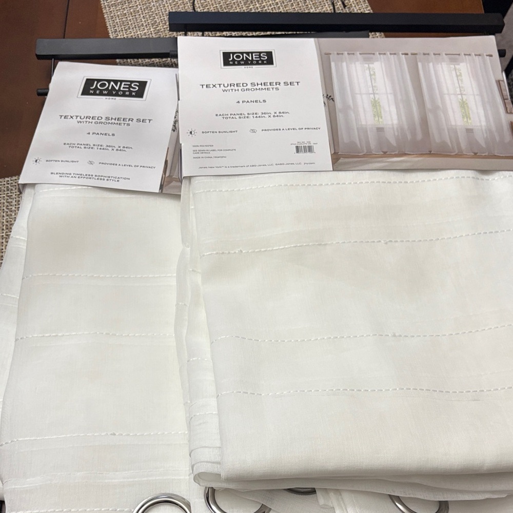 Jones Textured Sheer Curtain Set in White